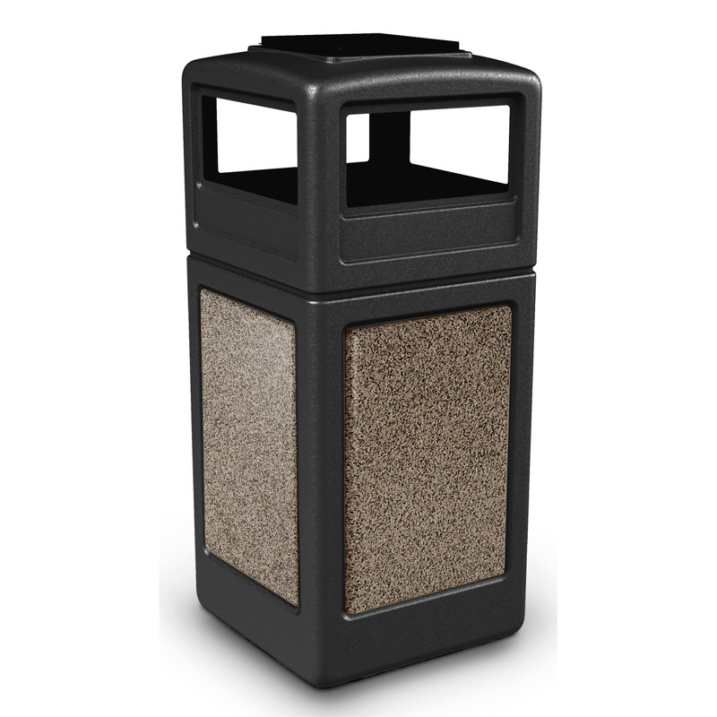 Poubelle® 42 gallons StoneTec, Noir avec pierre rivière