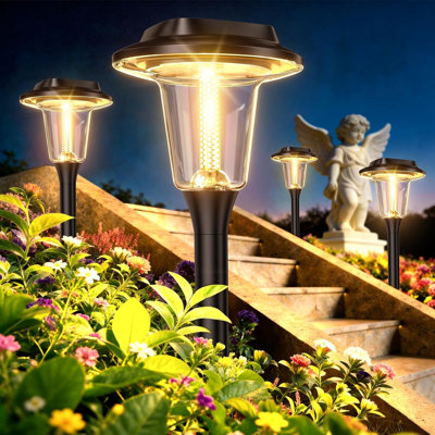 Solar Pathway Lights Outdoor, Modern Brighter Solar Powered Landscape Path Lights, Ip65 Waterproof Outdoor Solar Garden Lights For Yard Patio Driveway Walkway Lawn Sidewalk Decorative