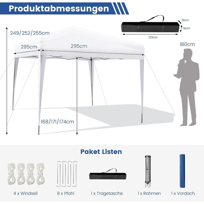Tarrance 3m x 3m Metal Pop-Up Gazebo, White