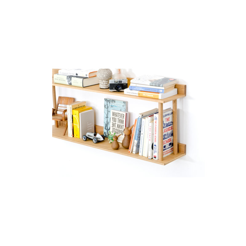 2 Piece Oak Solid Wood Accent Shelf, Natural