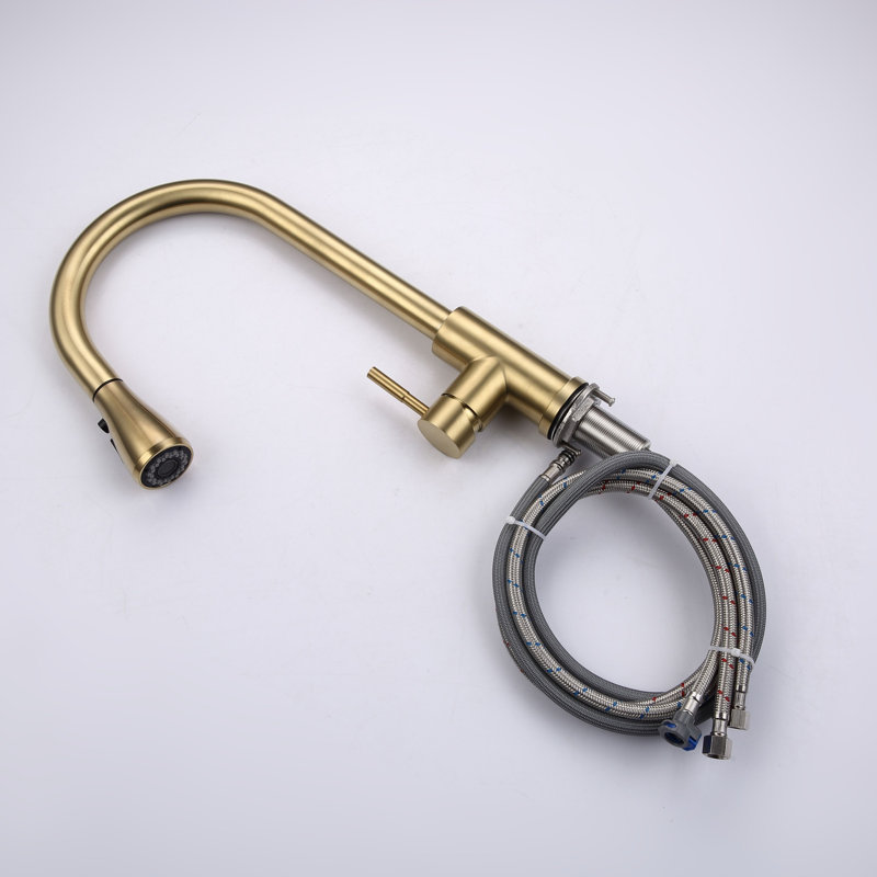 Kitchen Faucet With Pull Out Spraye, Brushed Gold