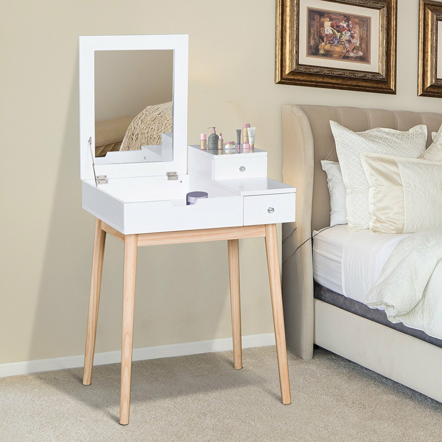 Hashtag Home Chanhassen Dressing Table with Mirror & Reviews | Wayfair ...