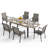Rectangle Outdoor Patio Dining Set Wooden-look Expandable Heavy Duty Metal Table With Sling Chairs-98983001