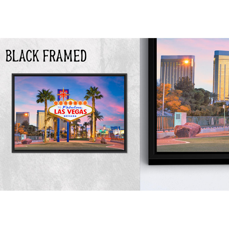Toile imprimée: vue de Las Vegas, décor du Nevada, art mural paysage urbain, toiles à cadre noir 1P, H: 11,9 po x l: 15,8 po