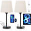 Lampe noire pour chambre à coucher, ensemble de 2 - lampe de table de chevet avec port USB C et prise de courant CA, lampe de table d'appoint à commande tactile à intensité variable 3 voies, petite table de chevet pour enfants / chambre d'amis - H 14,-1936461747