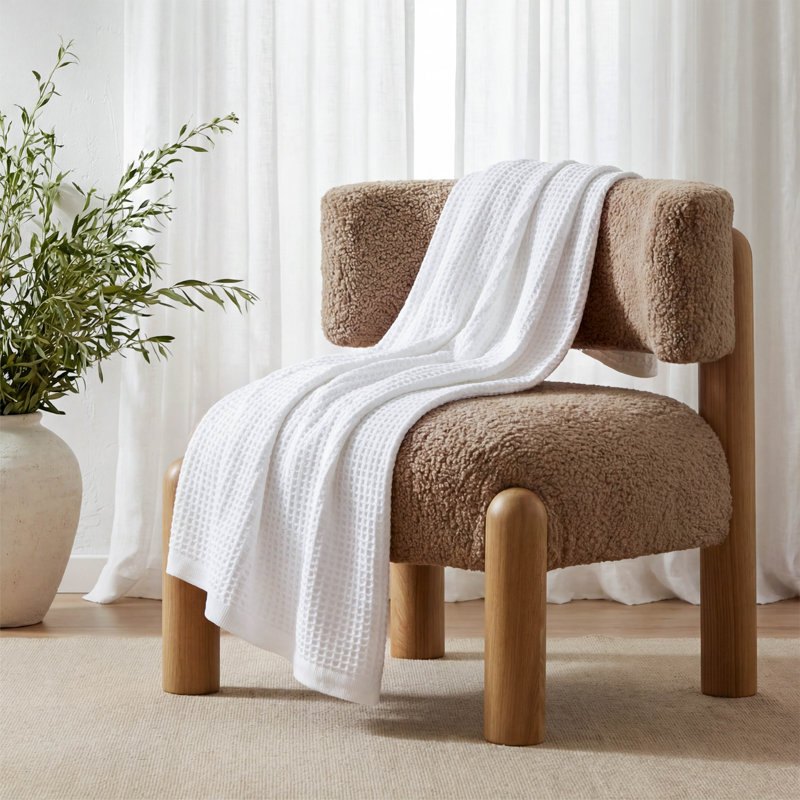 Jeté 100% coton 406 g / m² Literie respirant gaufré GentleSoft ™, Jeté XL, Blanc