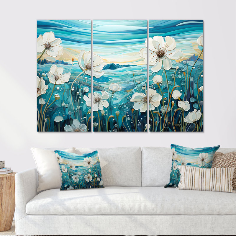 Refreshing Flower Lagoon I - Flower Wall Decor Set, 40" H x 60" W x 1" D