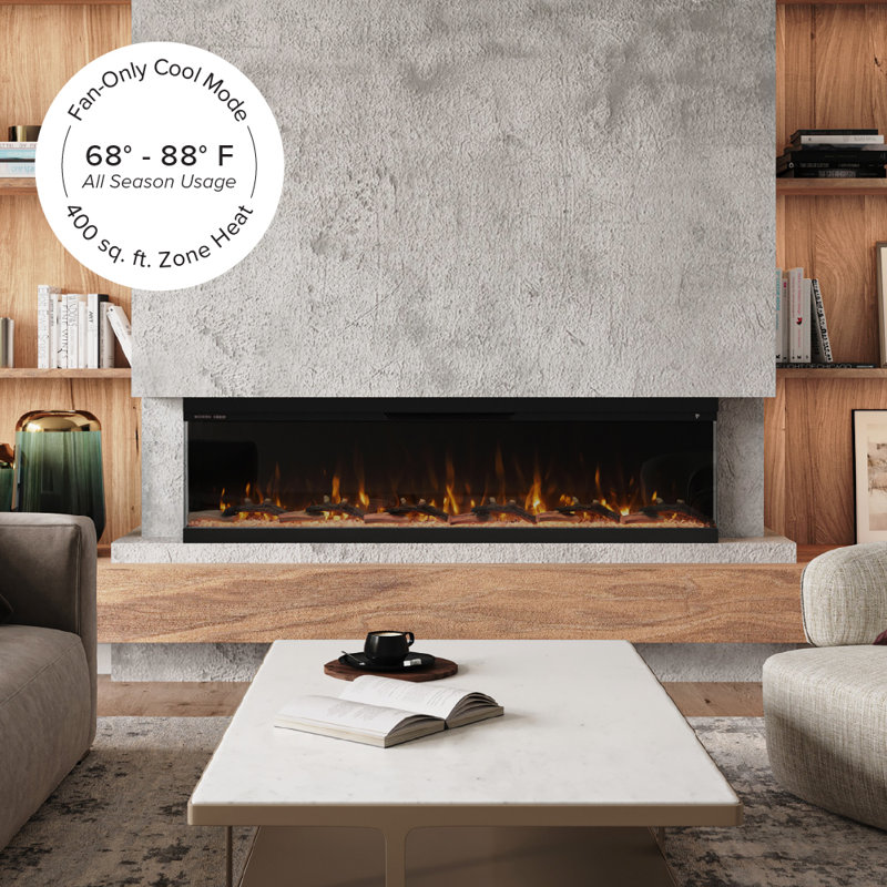 Modern Ember Aerus Skyline Linear Multi Sided Smart Electric Fireplace - Alexa & Google Asst, 20.3” H x 72” W x 7.7” D