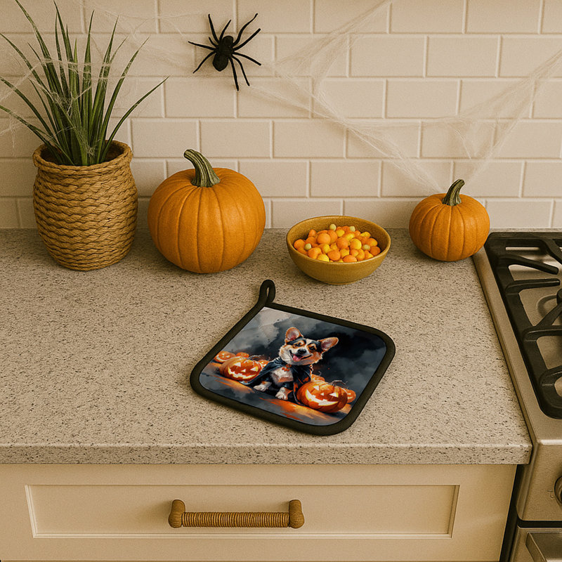 Paire de porte-pots Corgi Puppy Halloween