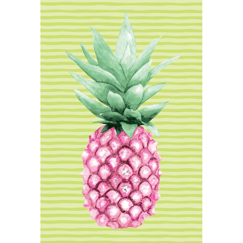 Pink Green Pineapple - Wrapped Canvas Painting, 46cm H x 30cm W x 3.8cm D