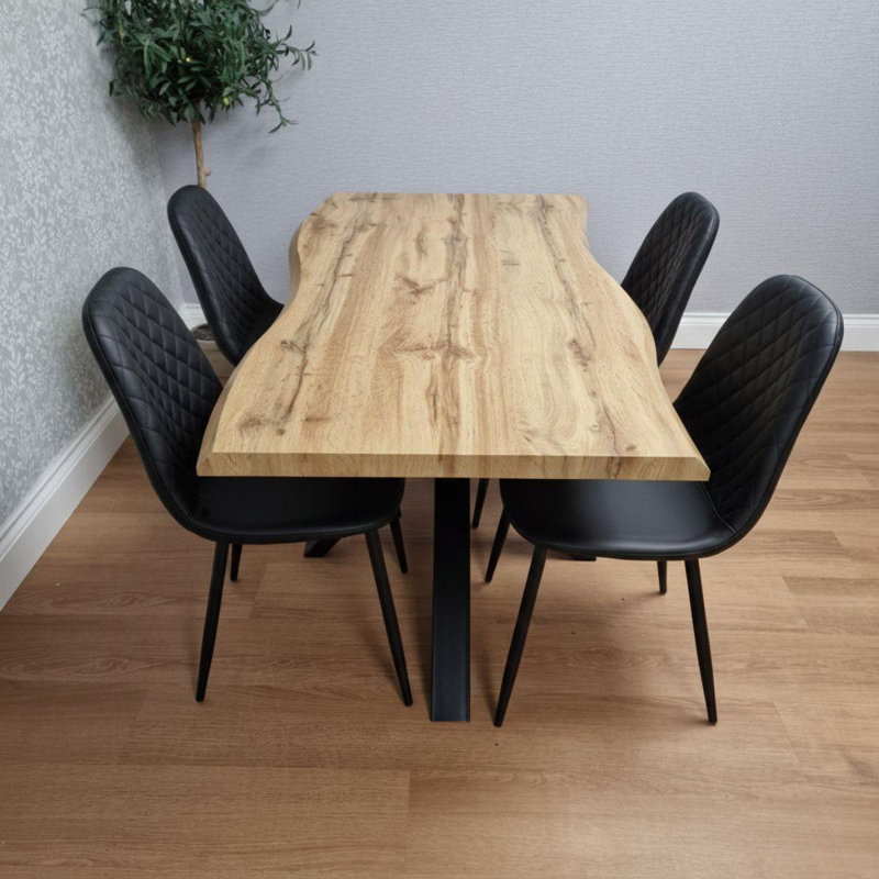 4 - Person Dining Set, Black, 75cm H x 117cm W x 77cm D
