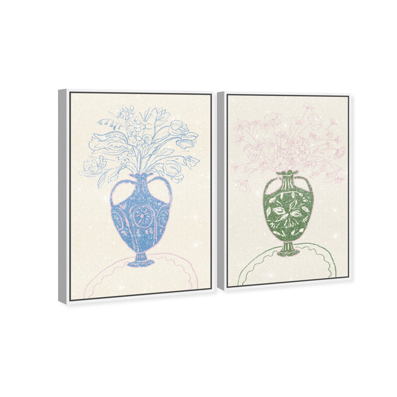 Flower Sutdio Set Set by Oliver Gal, 46" H x 31" W, White Floater Frame
