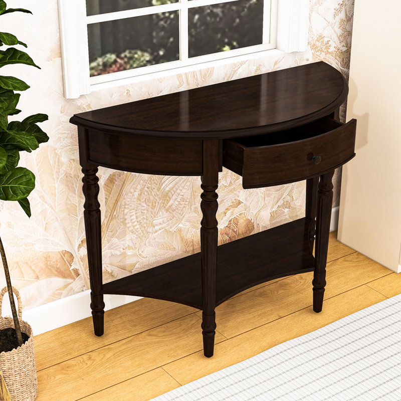 Console en bois avec tiroir et tablette, Espresso