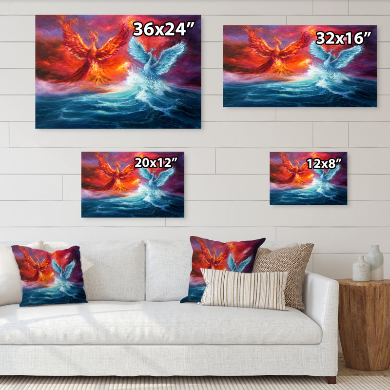 Water and Fire Fights - Reproduction de photo sur toile, H 8 po x l 12 po x P 1 po, Toile tendue