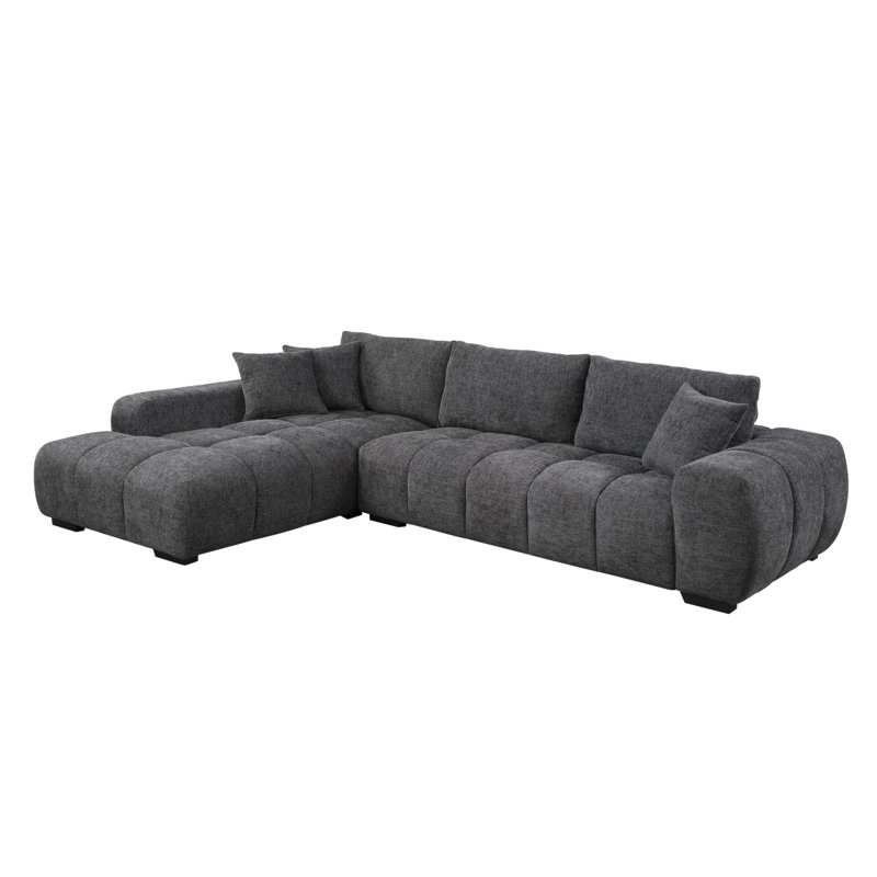 Canapé modulaire en chenille avec coussins décoratifs et 1 méridienne