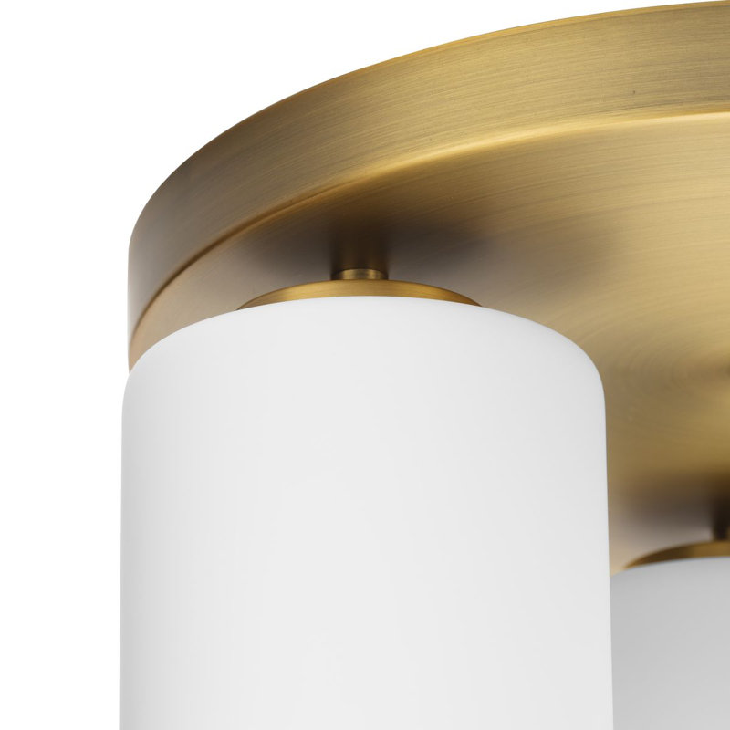 Bromwich Glass Flush Mount, Vintage Brass, Etched White