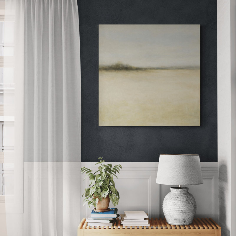 Pastel Landscape Abstract Wall Art - Canvas Framed Print, 41 cm H x 41 cm W