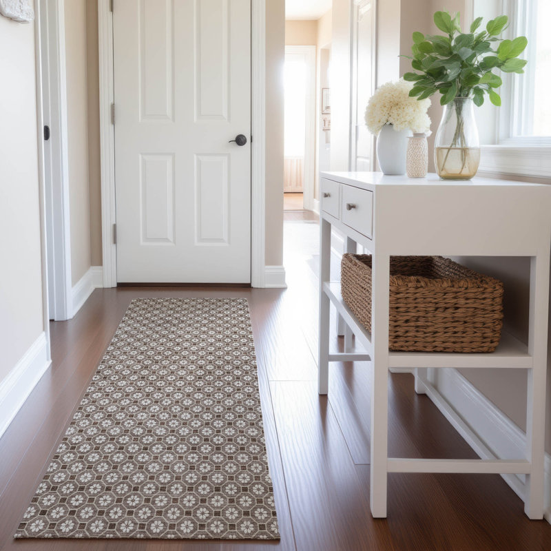 Premium Machine Washable Sykora AMF1428 Lattice Rug, Runner 2'3" x 7'6"