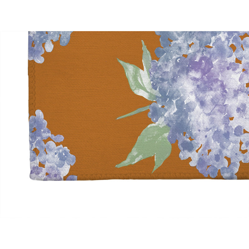 Hydrangea Love Decorative Outdoor Rug, Orange, Runner 2'6" x 8'
