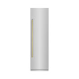 ZLINE Autograph 24 in. Column Refrigerator with Graphite Gray Interior and Polished Gold Accents