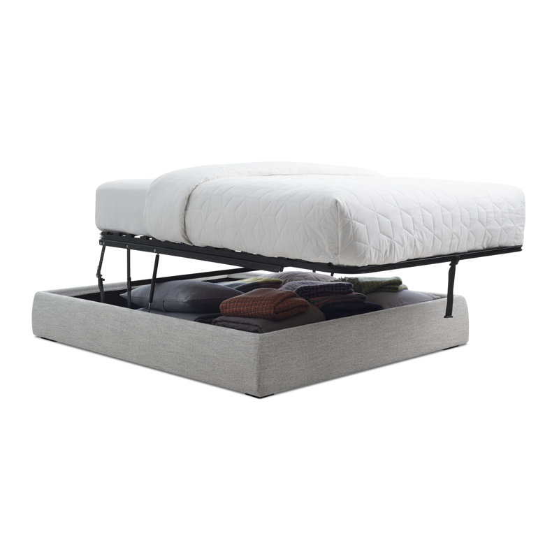 Lid Upholstered Storage Bed, Full, Thurmond Light Gray, Lift Up Storage