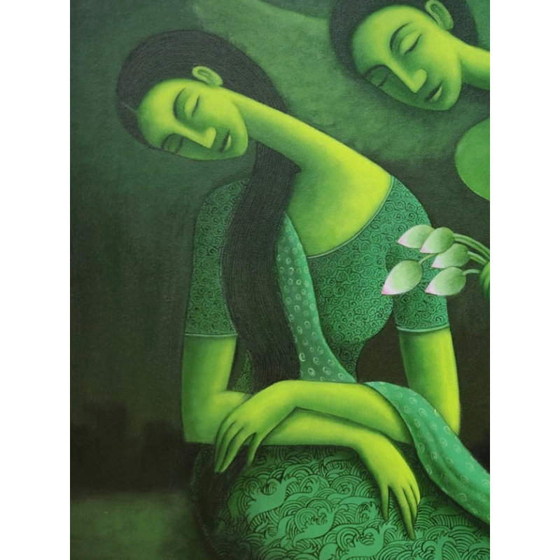 Le couple d'amoureux | Acrylique sur toile | Uttam Bhattacharya | Pour la décoration murale