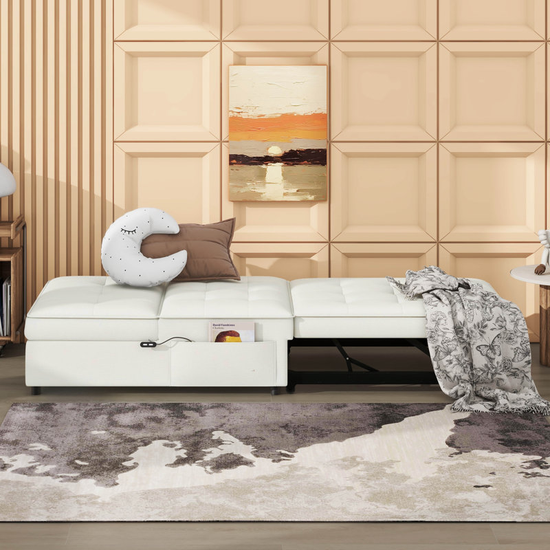 4-In-1 Sofa Bed, Chair Bed, Multi-Function Folding Ottoman Bed With Storage Pocket And USB Port