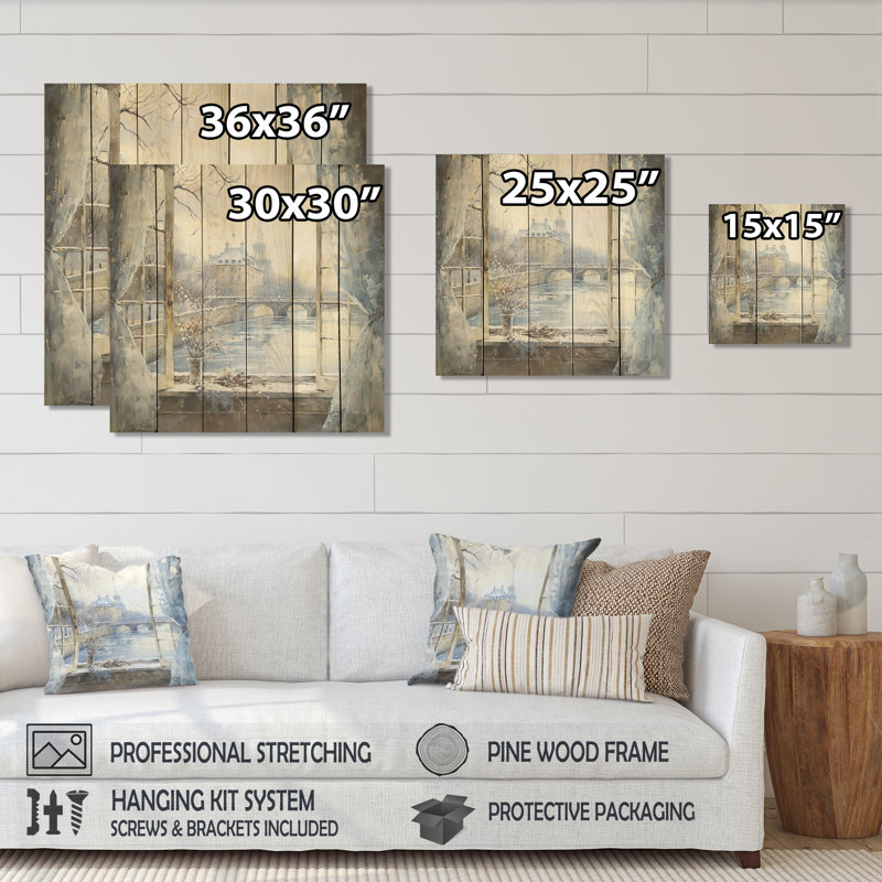 Winter Winter Eiffel Tower City Charm II - City Paris sur impression sur bois, H 15 po x l 15 po