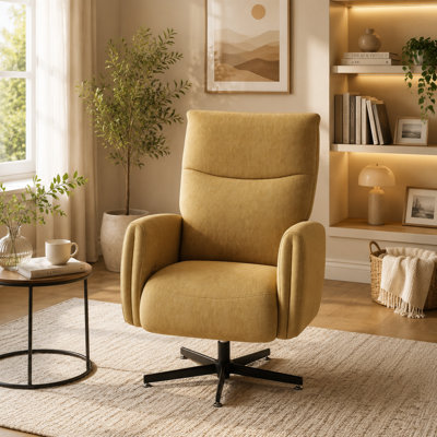 Chaise longue électrique pivotante jaune avec un rembourrage en velours épais et deux ports de charge; offre une rotation à 360 degrés et est facile à assembler pour la maison ou le bureau.