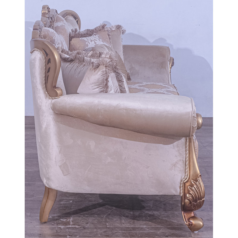 Sofa, Brown Linen Blend, Gold