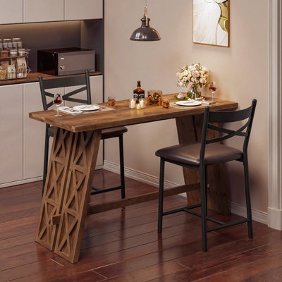 59" Solid Wood Bar Table, Rectangular Home Bar Table