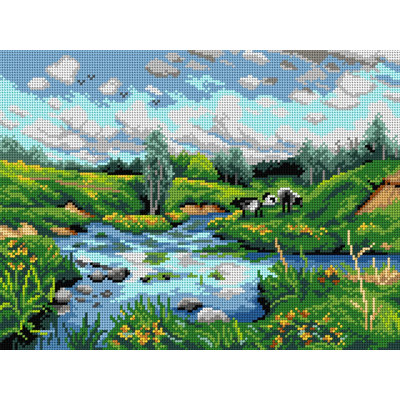 Toile Gobelin pour demi-point sans fil d'après Peder Mork Monsted - Vaches au pâturage 3465J
