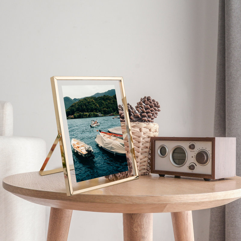 Floating Metal Frame with Real Glass, 8" x 10", Gold