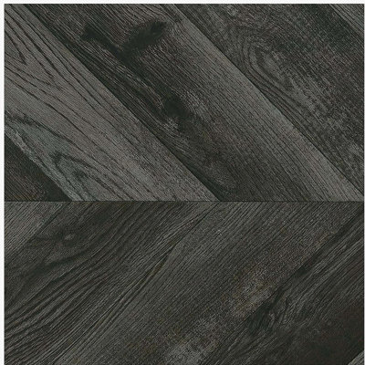 Bibliothèque rustique à chevrons gris avec tablette pleine longueur