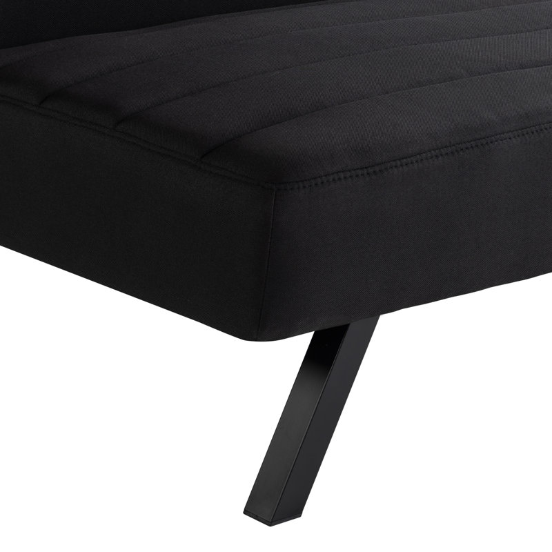Serta Nova Scotia 66.1" Metal Leg Convertible Sofa, Horizontal Channel Tufting, Easy Assembly, Black Polyester