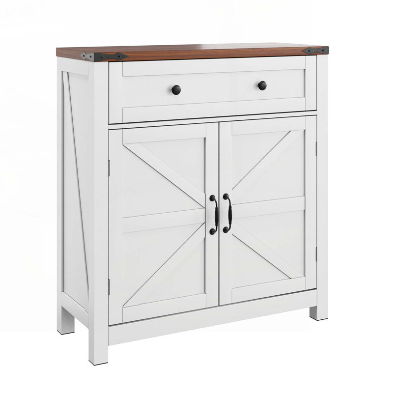 Console en bois avec armoire, tiroir