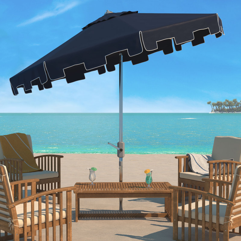 Parasol du marché Coramae, Marine, Chrome chrome, 100,79 po L x 100,79 po po
