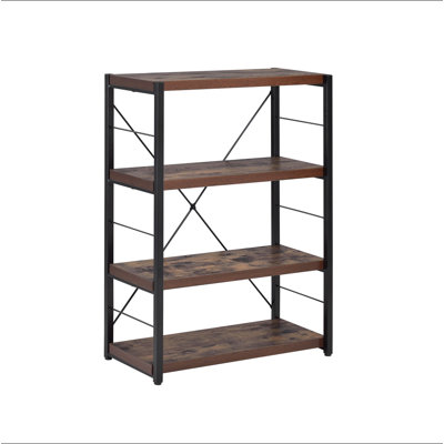 Bibliothèque à 3 tablettes en chêne patiné et noir