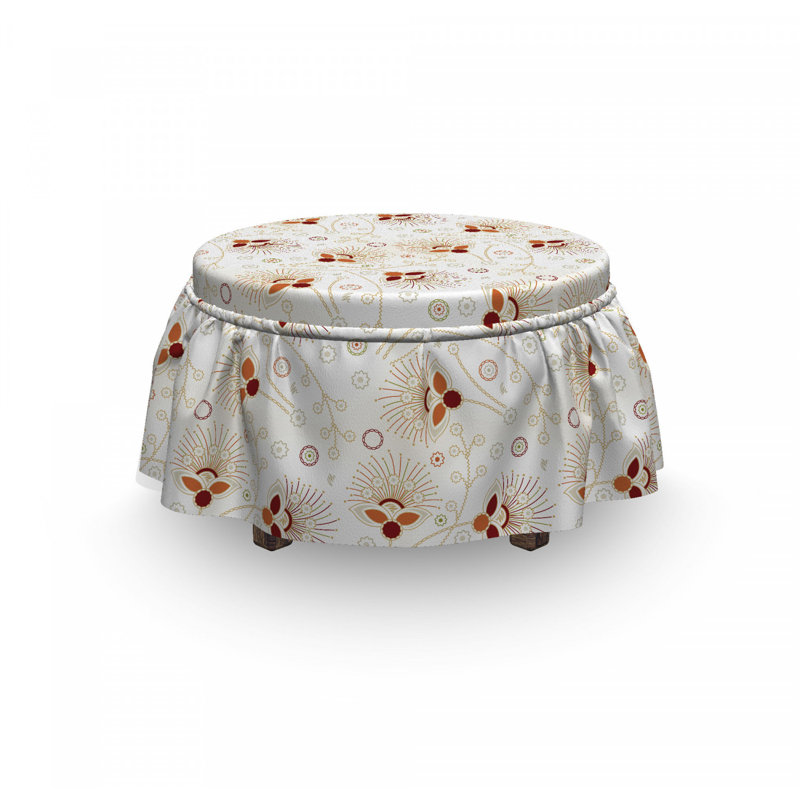 Housse pour repose-pieds chevrons et fleurs