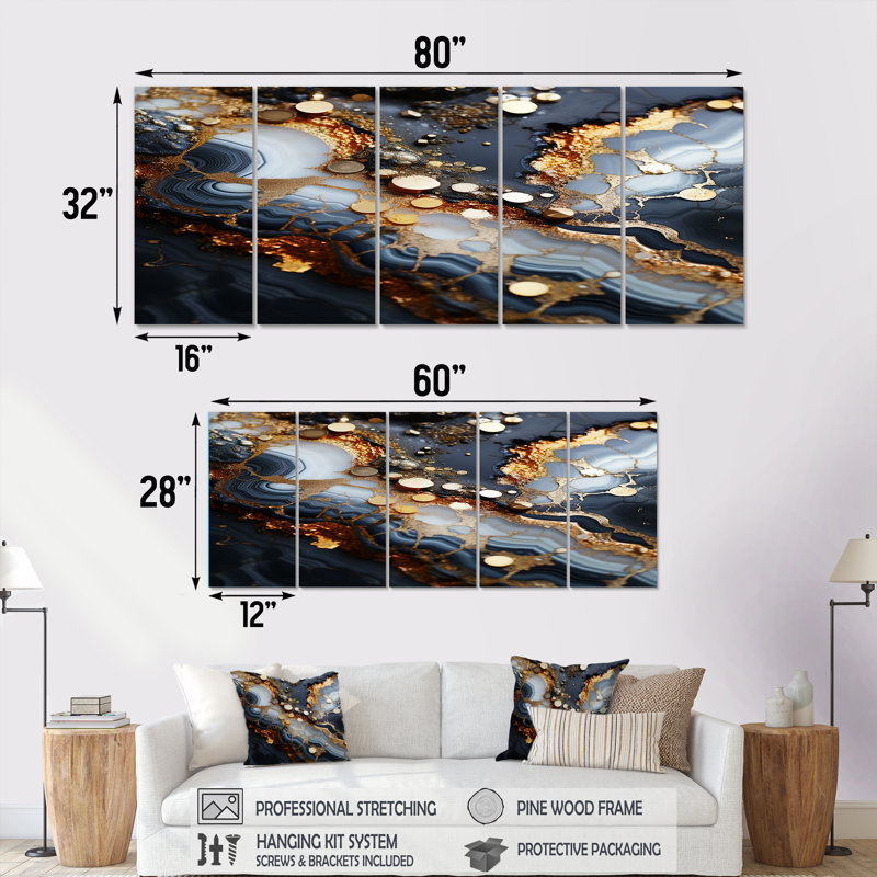 Mâle, art mural en toile 5 pièces, H 32 po x l 80 po