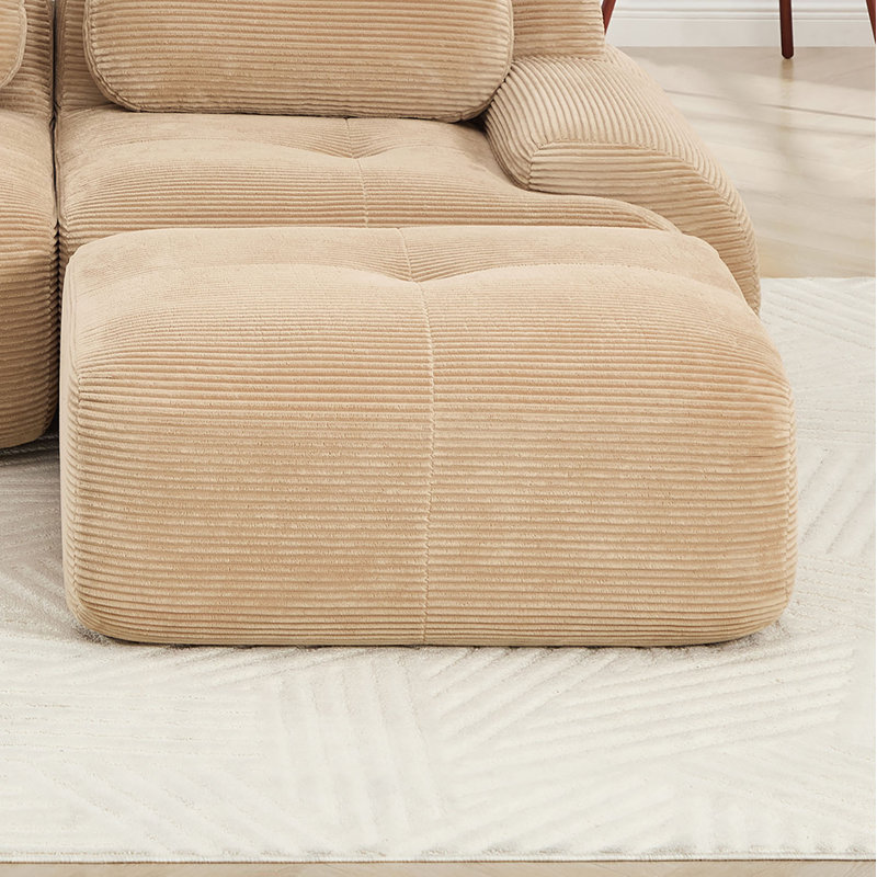 Repose-pieds en velours côtelé pour salon - repose-pieds parfait, siège de rechange et décoration, Chameau