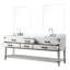 84 po L 22 po D Meuble-lavabo double en chêne blanc avec plateau en marbre, robinet, miroirs 36 po, D 84 po et 22 po, chêne, robinet et miroir