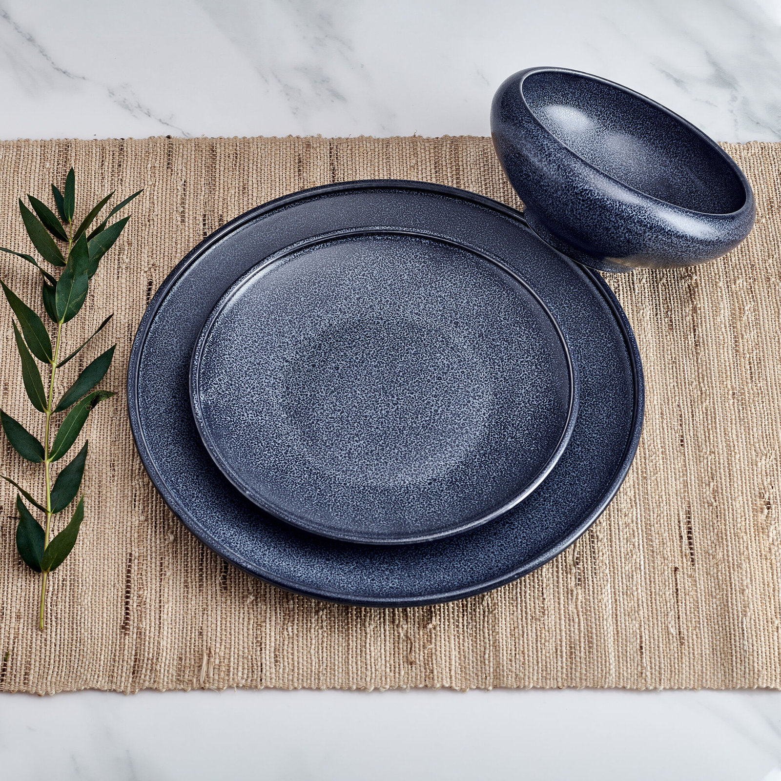 Mikasa Rylan Blue 12-Piece Stoneware Dinnerware Set