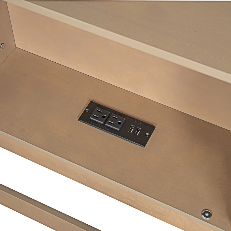 Lit au sol en bois moderne avec rangement et ports USB, Brun