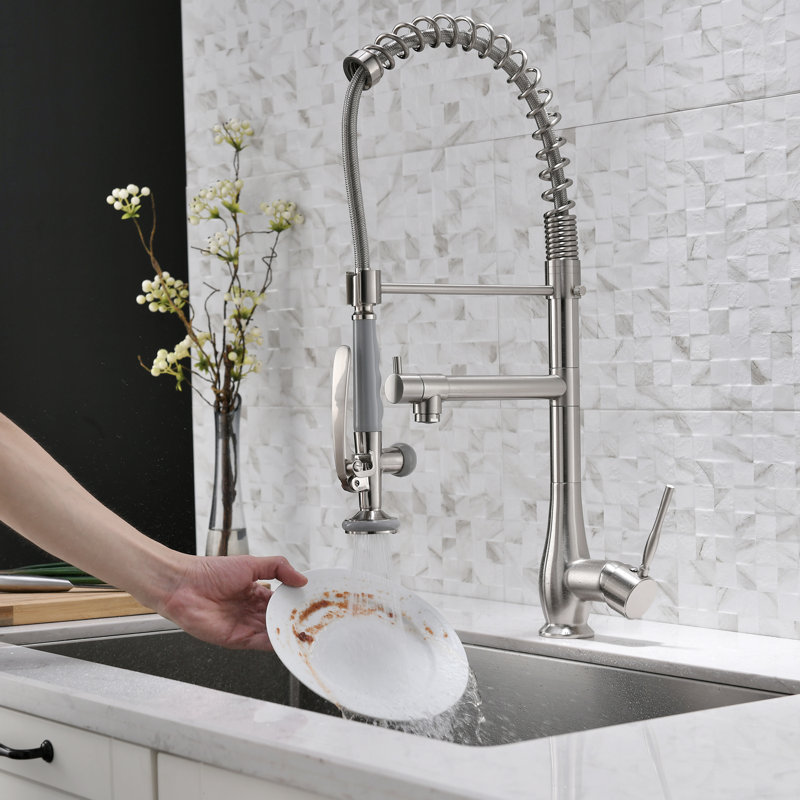 GAWEZA Pull Down Kitchen Faucet, Brushen NIckel