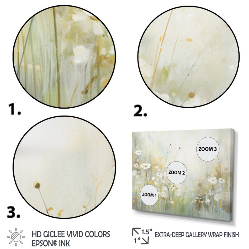 «Green Beige Serene Meadows II - Abstract Botanicals», art mural, Cadre flottant noir, H 24 po x l 32 po x P 1 po