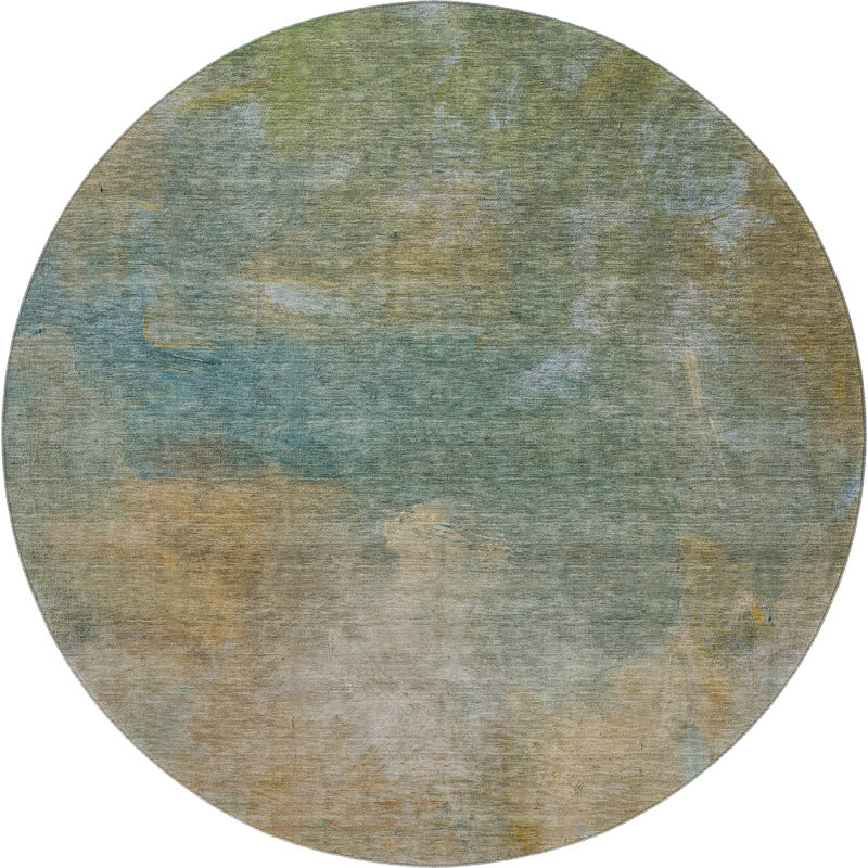 Premium Machine Washable Dahl AMF1073 Abstract Rug, Round 8'