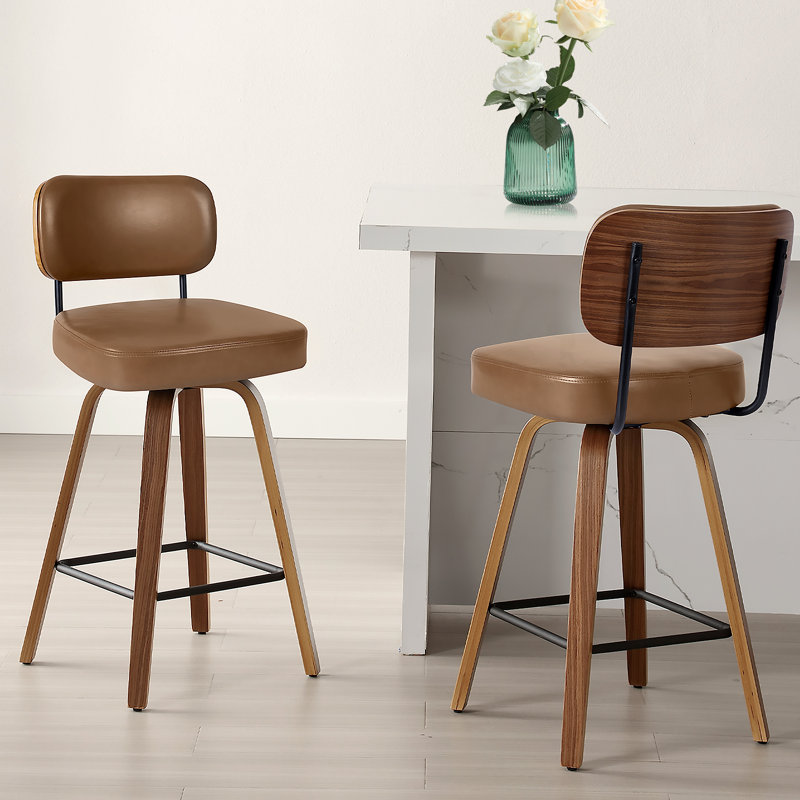 Tabouret de bar et de comptoir pivotant Loranza, Tabouret de bar (siège d'une hauteur de 29 po), Brun, Brun