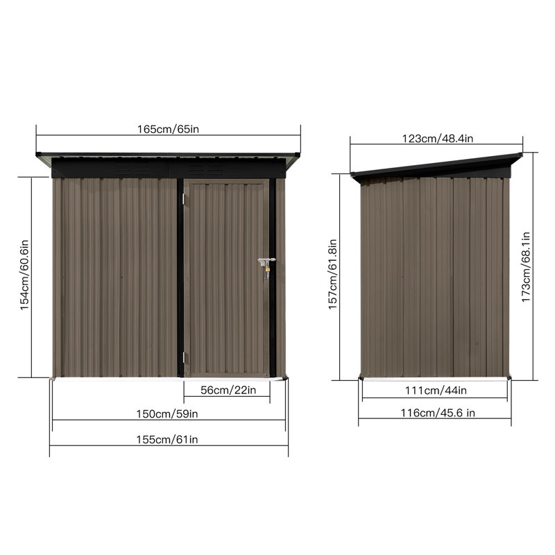 Abri de jardin en métal 5 pi 4 pi - porte imperméable et verrouillable, évent verrouillable et imperméable