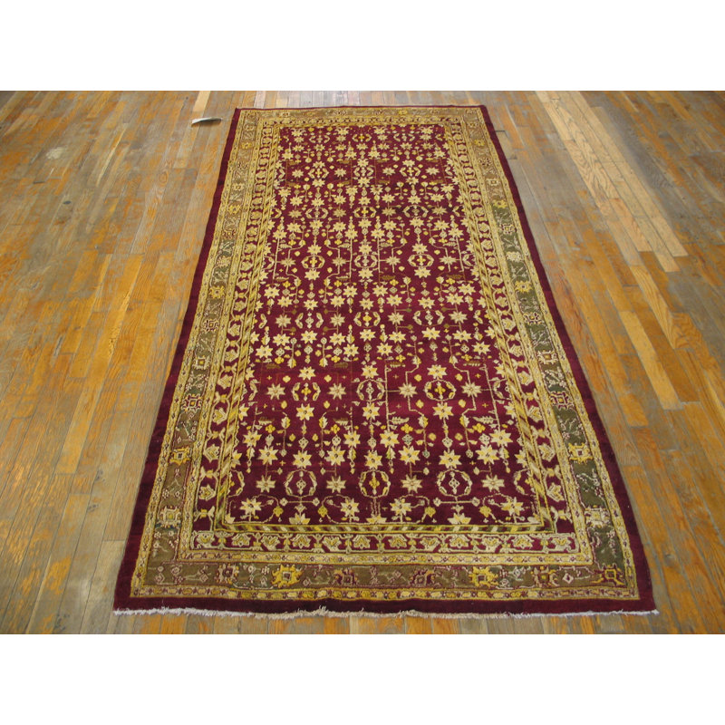 Allover Design Antique Classic Burgundy Color Indian Agra Rug
